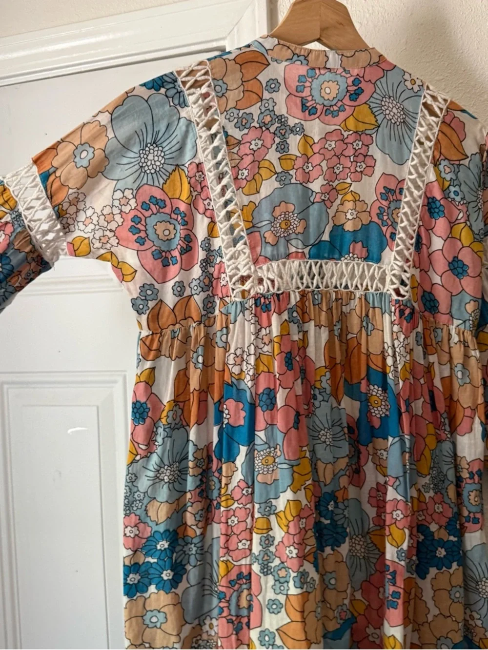 DODO BAR OR girl’s boho 8-10 year multicolor cotton floral lace midi‎ dress